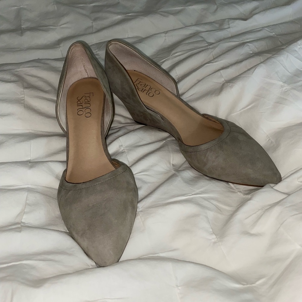 DONATING SOON-Franco Sarto Suede Brown Gray Wedges